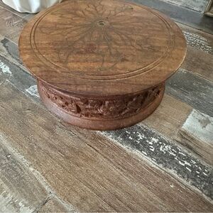 Vintage carved wood trinket box.